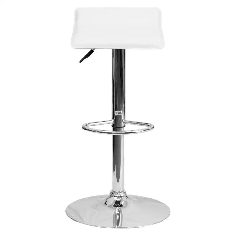 Sgabello da bar regolabile in altezza, vinile bianco/nero, base cromata, 1 posto