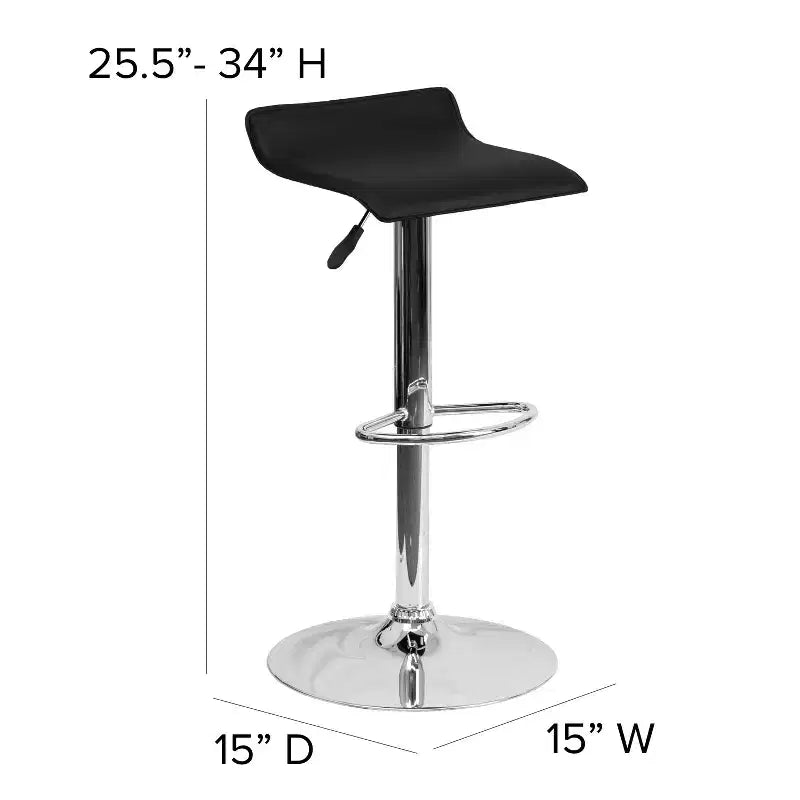 Sgabello da bar regolabile in altezza, vinile bianco/nero, base cromata, 1 posto