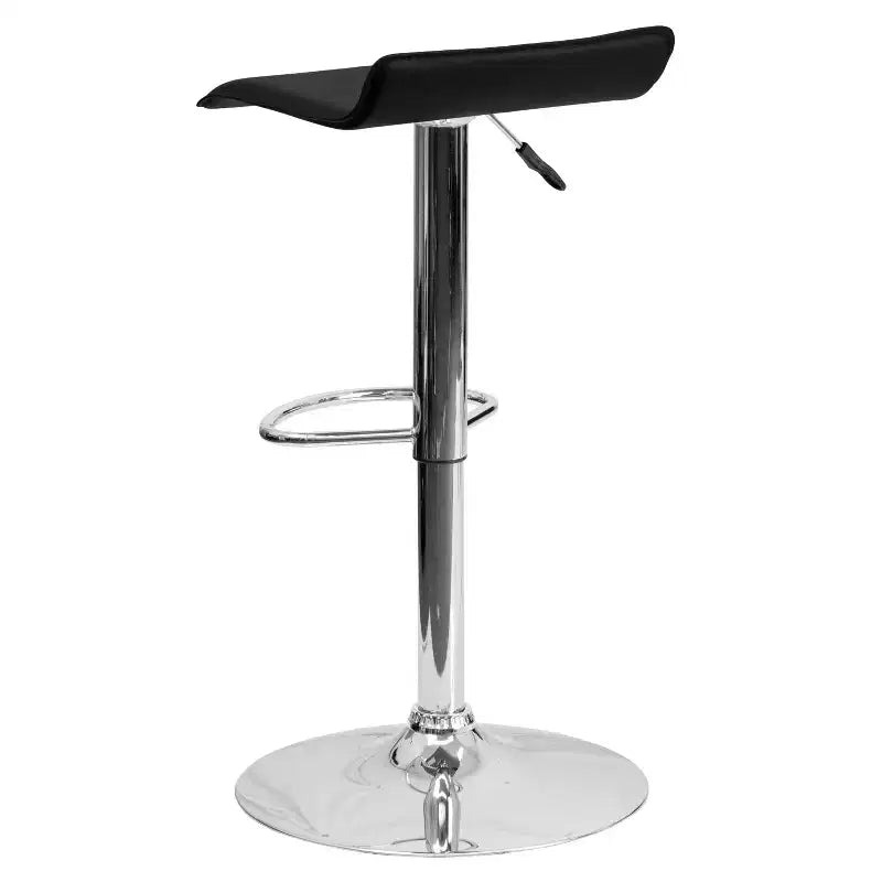 Sgabello da bar regolabile in altezza, vinile bianco/nero, base cromata, 1 posto