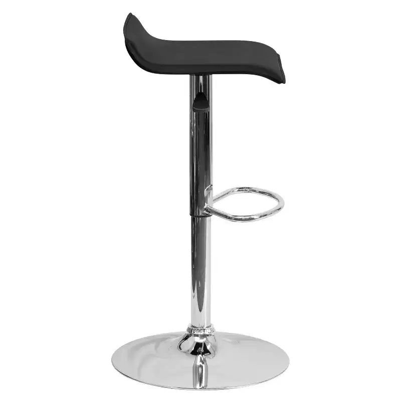 Sgabello da bar regolabile in altezza, vinile bianco/nero, base cromata, 1 posto