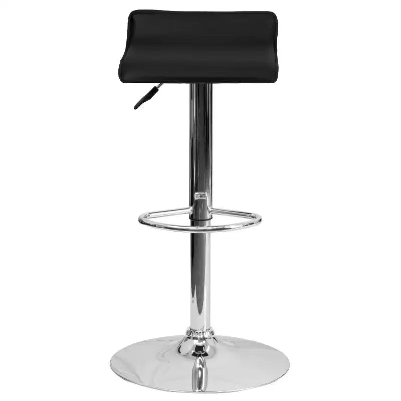 Sgabello da bar regolabile in altezza, vinile bianco/nero, base cromata, 1 posto