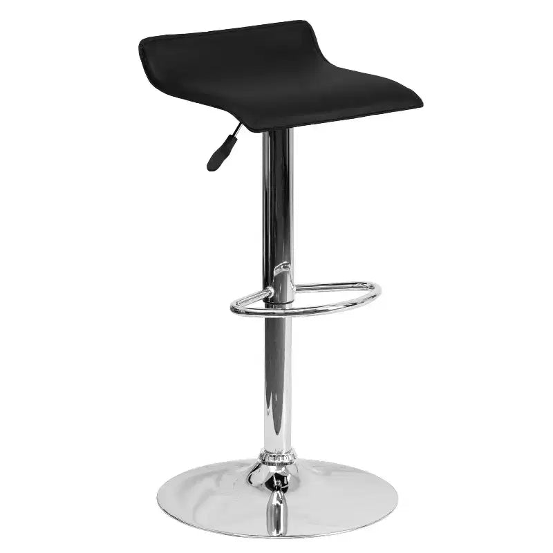 Sgabello da bar regolabile in altezza, vinile bianco/nero, base cromata, 1 posto