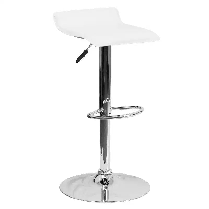 Sgabello da bar regolabile in altezza, vinile bianco/nero, base cromata, 1 posto
