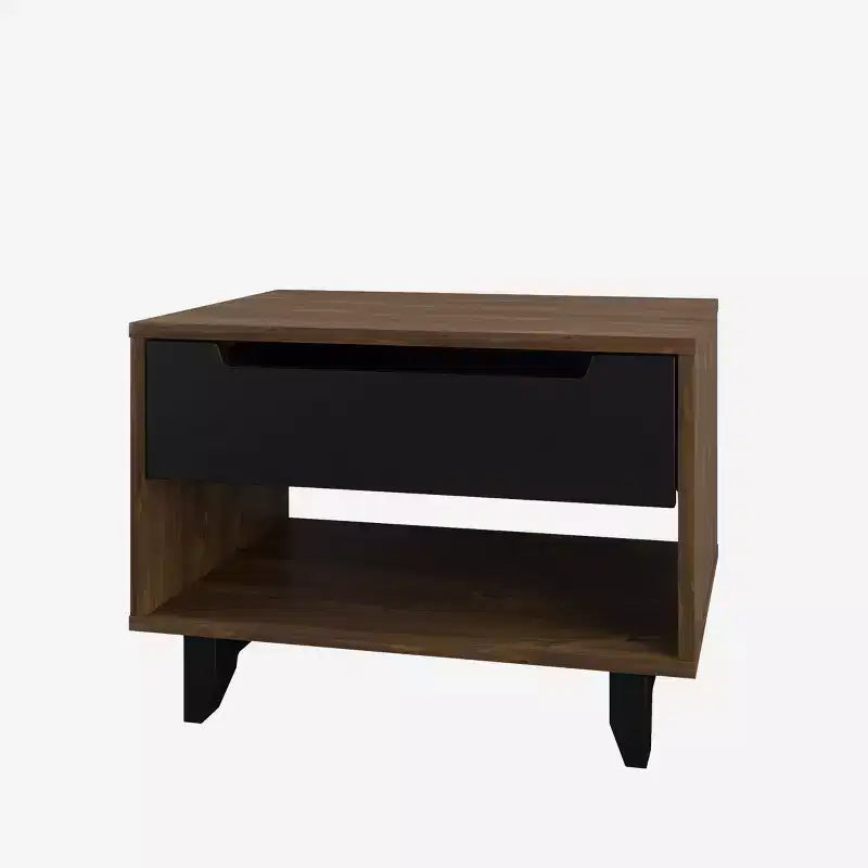 Comodino a giorno con 1 cassetto Bianco / Tartufo / Noce – Singolo