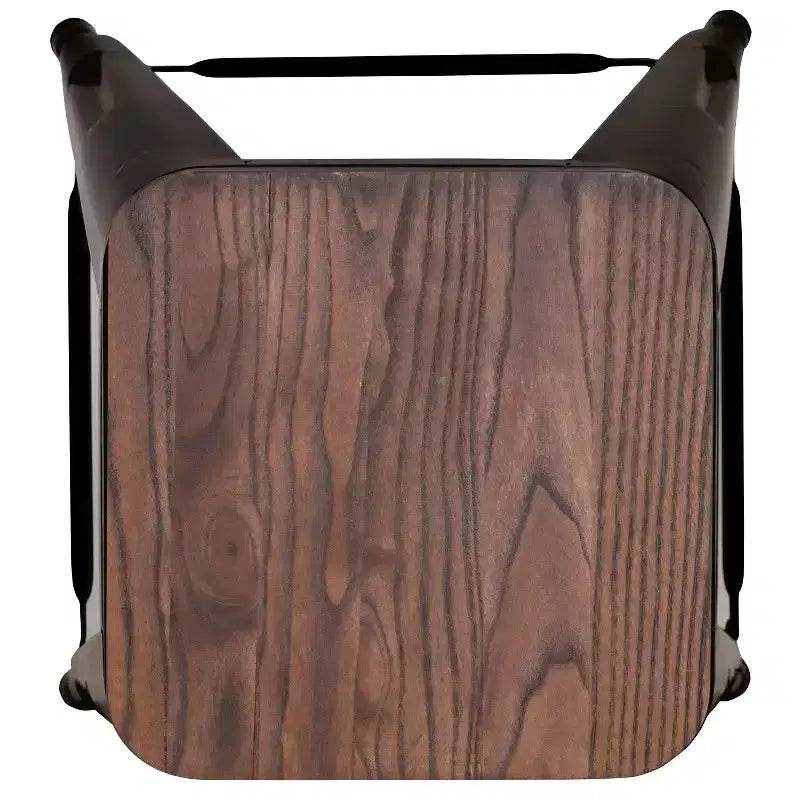 Sgabello da bar da 24" in metallo e legno, senza schienale, impilabile – Set da 4