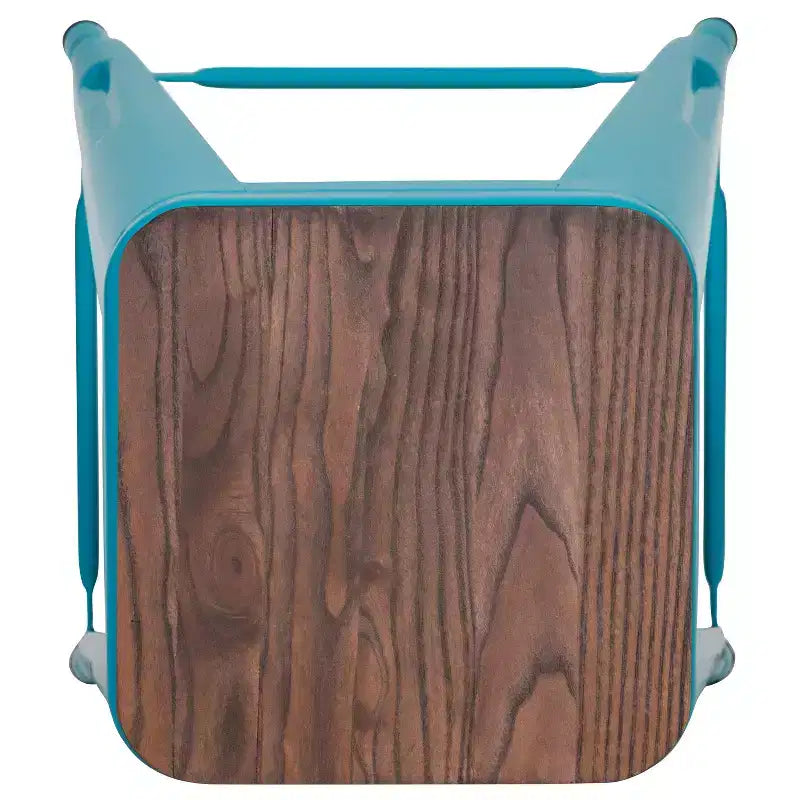 Sgabello da bar da 24" in metallo e legno, senza schienale, impilabile – Set da 4