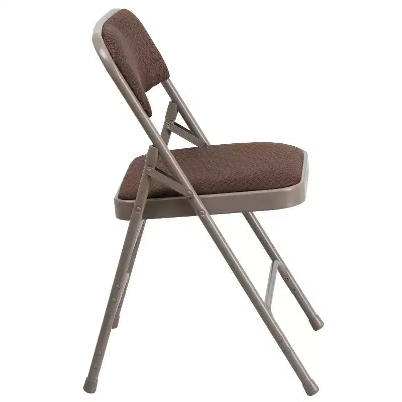 Sedia pieghevole in metallo imbottita in tessuto fantasia nero/marrone/bordeaux, set da 2