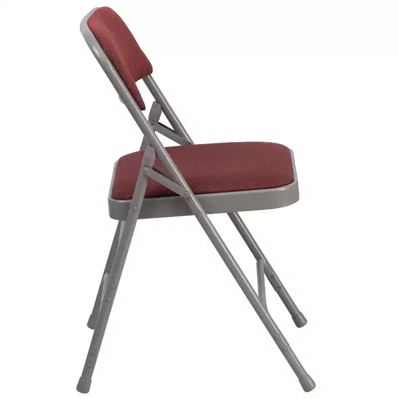 Sedia pieghevole in metallo imbottita in tessuto fantasia nero/marrone/bordeaux, set da 2