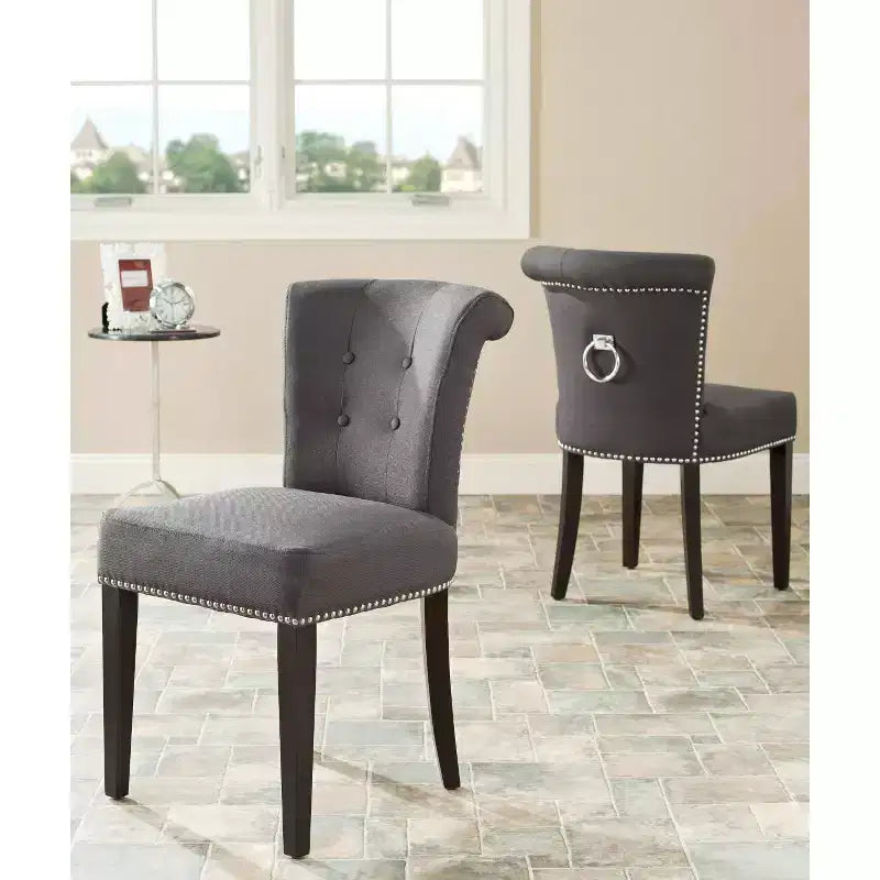 Sedia da pranzo con borchie decorative, multicolore, set da 2
