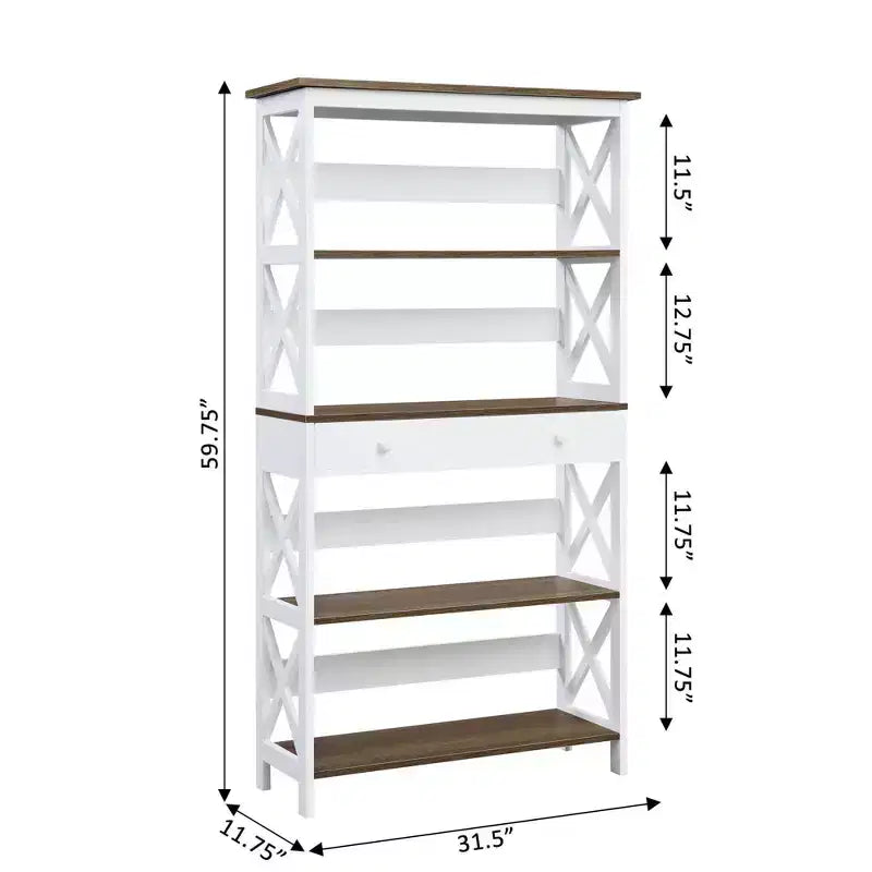 59,75 Libreria a 5 ripiani con cassetto Breighton Home Xavier
