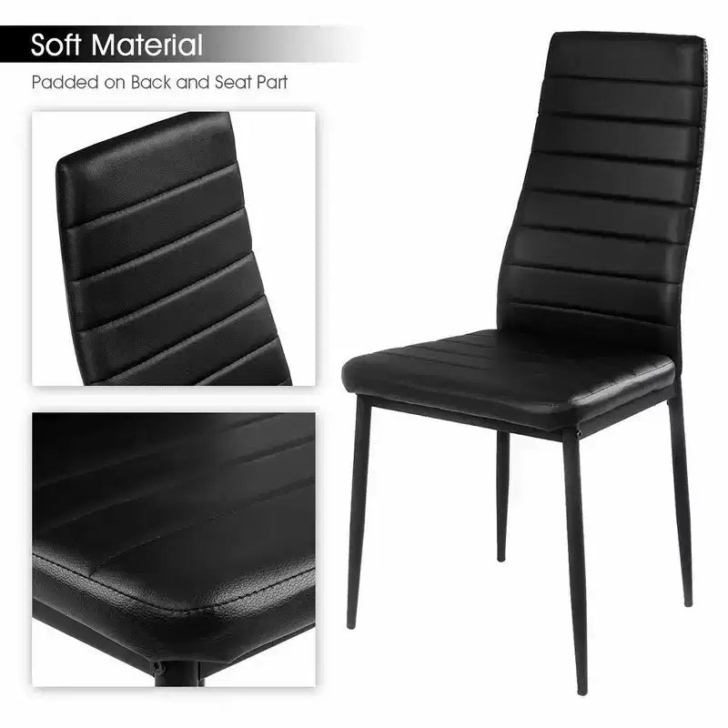 Set da pranzo 5 pezzi in vetro nero, 4 posti a sedere