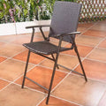 Sedia Sgabello da Bar Pieghevole in Rattan Marrone, Set da 4
