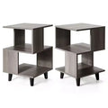 Costway 2 PCS Nightstand Set Modern Side End Table Storage Shelf Grey