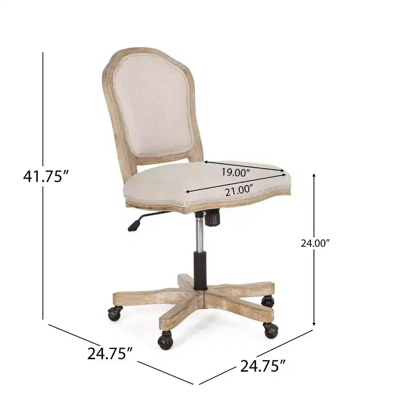 Sedia da ufficio girevole senza braccioli imbottita beige, 1 posto