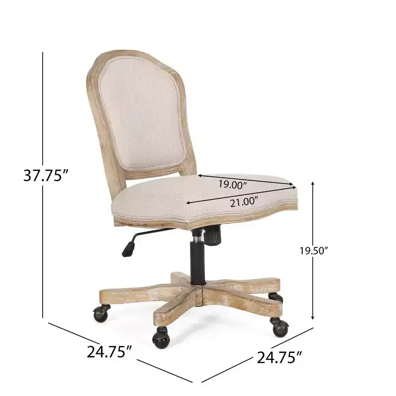 Sedia da ufficio girevole senza braccioli imbottita beige, 1 posto