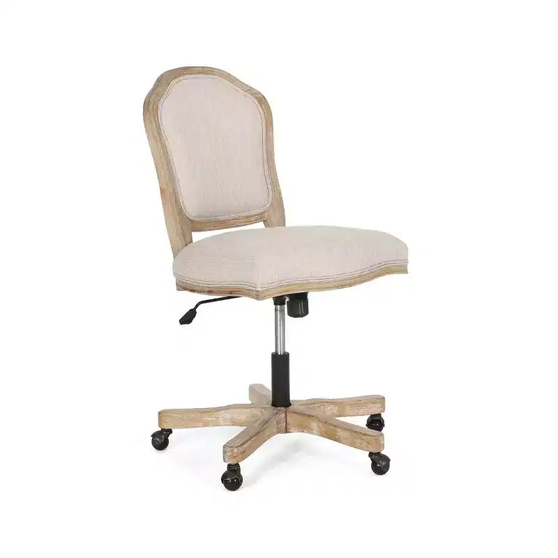 Sedia da ufficio girevole senza braccioli imbottita beige, 1 posto