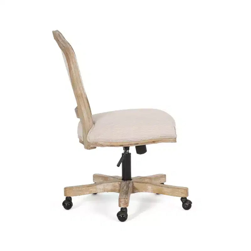 Sedia da ufficio girevole senza braccioli imbottita beige, 1 posto