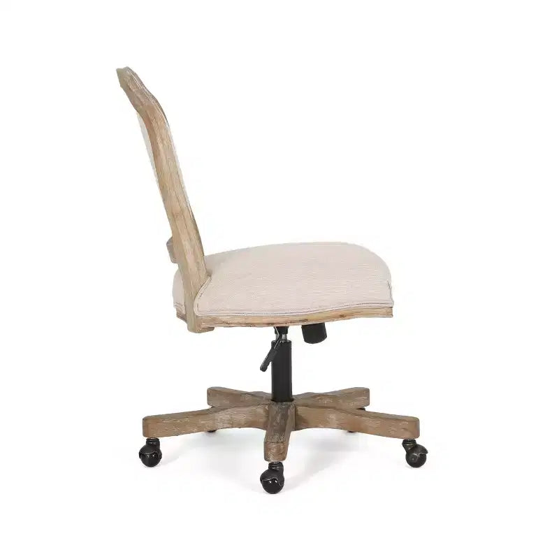 Sedia da ufficio girevole senza braccioli imbottita beige, 1 posto