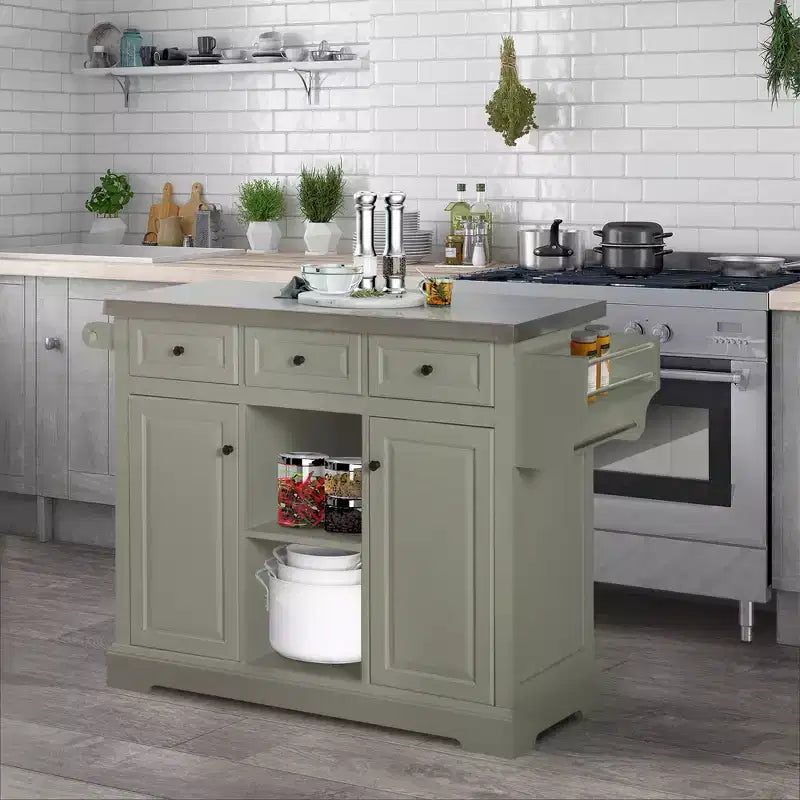 Carrello da Cucina Bianco con Ruote e Piano in Acciaio Inox, per 1 Persona