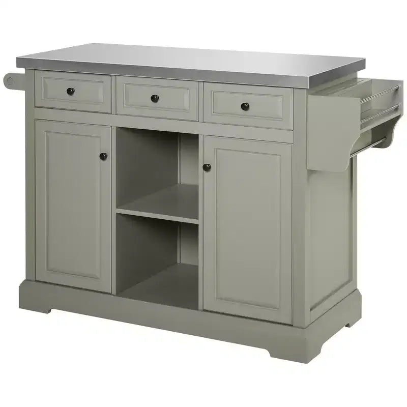 Carrello da Cucina Bianco con Ruote e Piano in Acciaio Inox, per 1 Persona