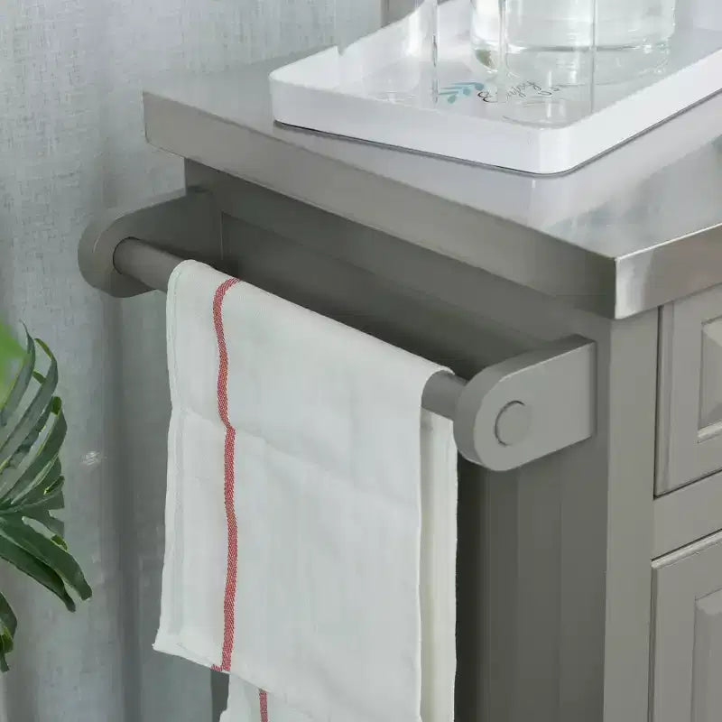 Carrello da Cucina Bianco con Ruote e Piano in Acciaio Inox, per 1 Persona