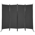 Costway 4-Panel 5.6ft Room Divider Folding Fabric Privacy Screen w/Steel Frame White\Black\Brown