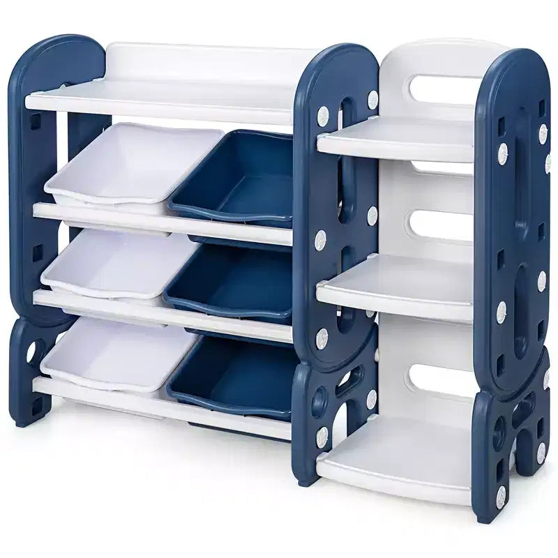 Organizzatore portaoggetti per giocattoli per bambini Blu/Verde con contenitori e mensola, 1 bambino