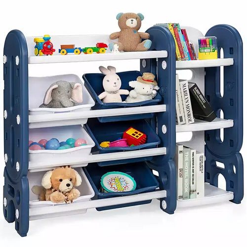 Costway Kids Toy Storage Organizer w/Bins & Multi-Layer Shelf for Bedroom Playroom Green\Blue