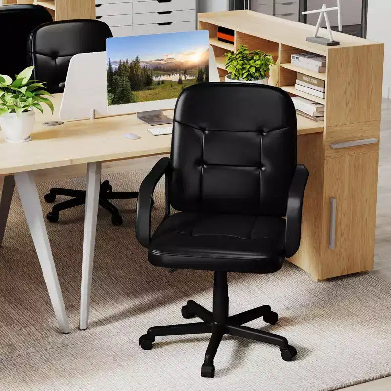 Sedia da ufficio girevole, con schienale medio, colore nero, 1 persona