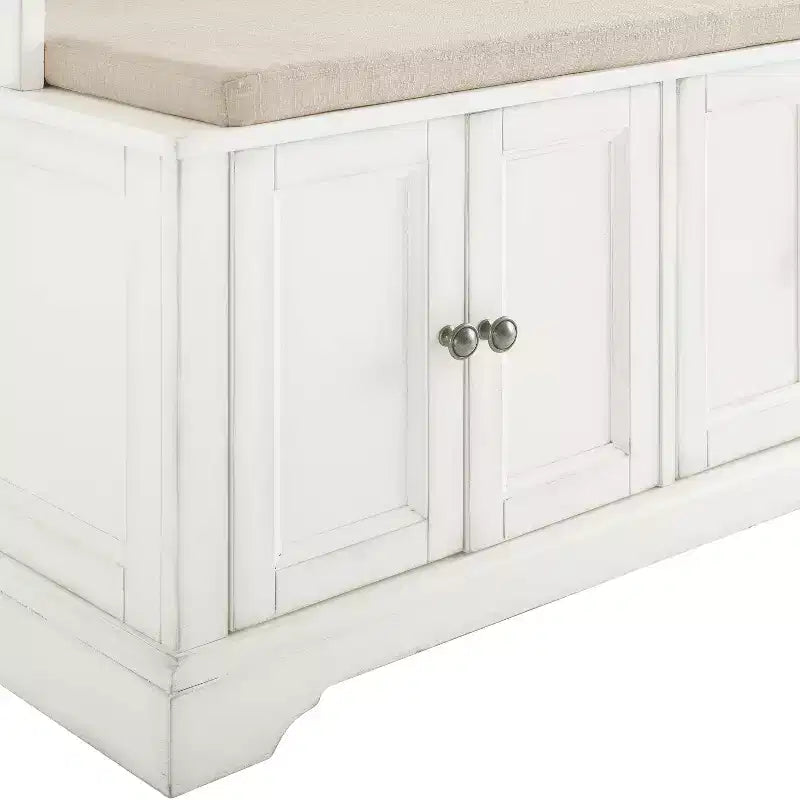 Albero da ingresso blu schiuma di mare invecchiato/bianco con 4 ganci – Singolo