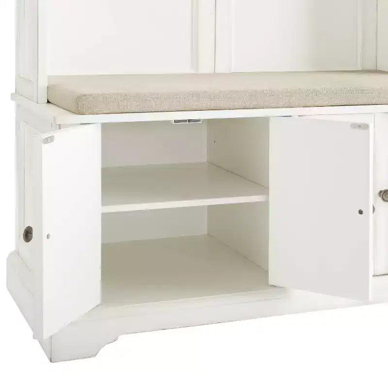 Albero da ingresso blu schiuma di mare invecchiato/bianco con 4 ganci – Singolo