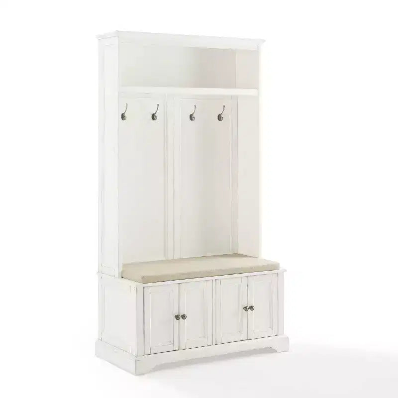 Albero da ingresso blu schiuma di mare invecchiato/bianco con 4 ganci – Singolo