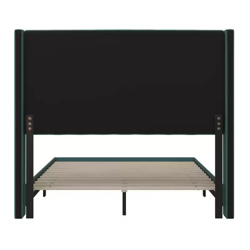 Letto a piattaforma imbottito in velluto – Smeraldo / Grigio / Blu scuro, Matrimoniale / Queen / King, 1 persona
