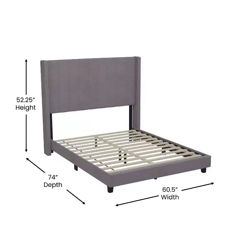 Letto a piattaforma imbottito in velluto – Smeraldo / Grigio / Blu scuro, Matrimoniale / Queen / King, 1 persona