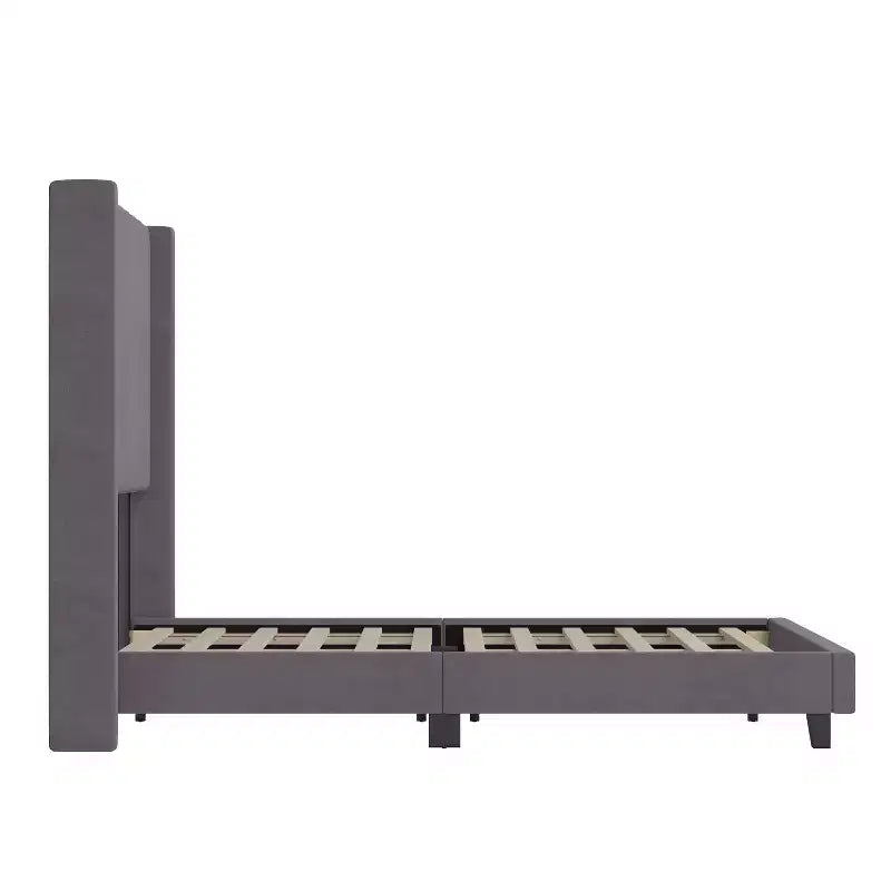 Letto a piattaforma imbottito in velluto – Smeraldo / Grigio / Blu scuro, Matrimoniale / Queen / King, 1 persona