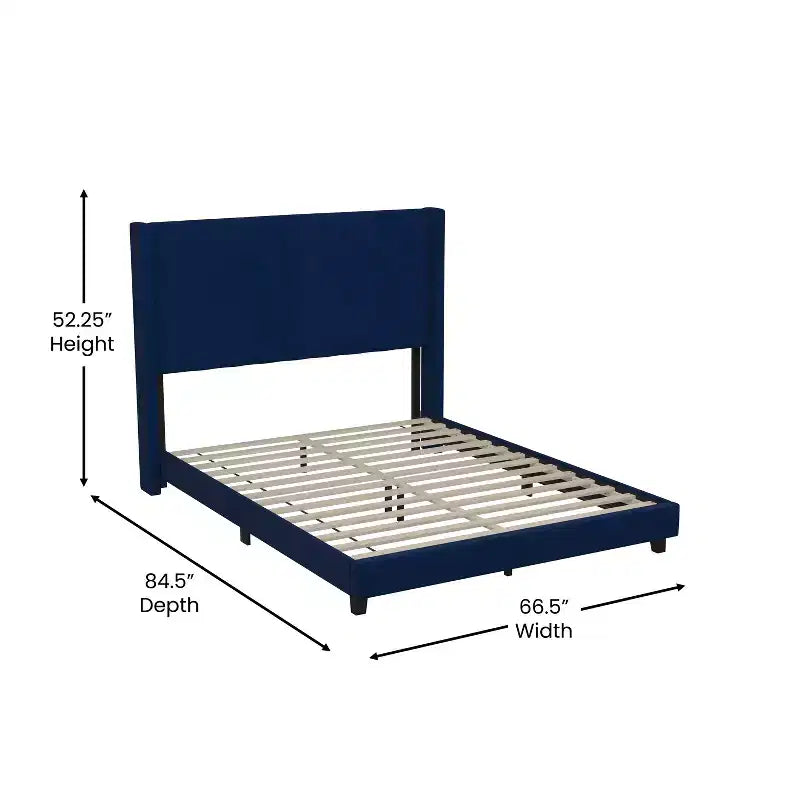Letto a piattaforma imbottito in velluto – Smeraldo / Grigio / Blu scuro, Matrimoniale / Queen / King, 1 persona