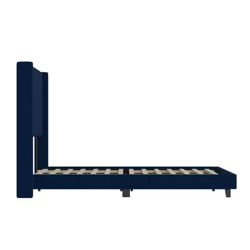 Letto a piattaforma imbottito in velluto – Smeraldo / Grigio / Blu scuro, Matrimoniale / Queen / King, 1 persona