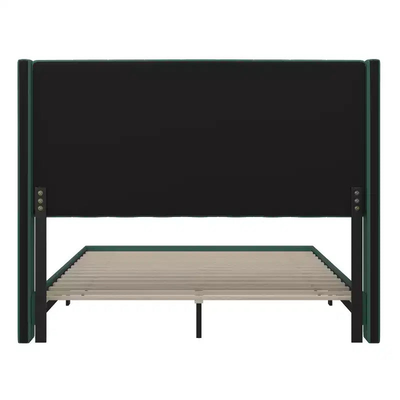 Letto a piattaforma imbottito in velluto – Smeraldo / Grigio / Blu scuro, Matrimoniale / Queen / King, 1 persona