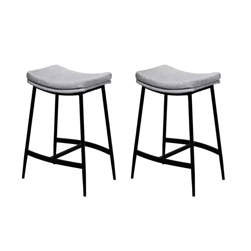 Set di 2 sgabelli da bancone senza schienale, marrone/grigio, in similpelle, posti a sedere per 2 persone