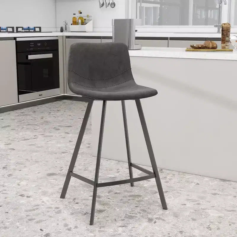 Sgabello da bancone – pelle PU, schienale basso, base in acciaio inossidabile, 1 posto