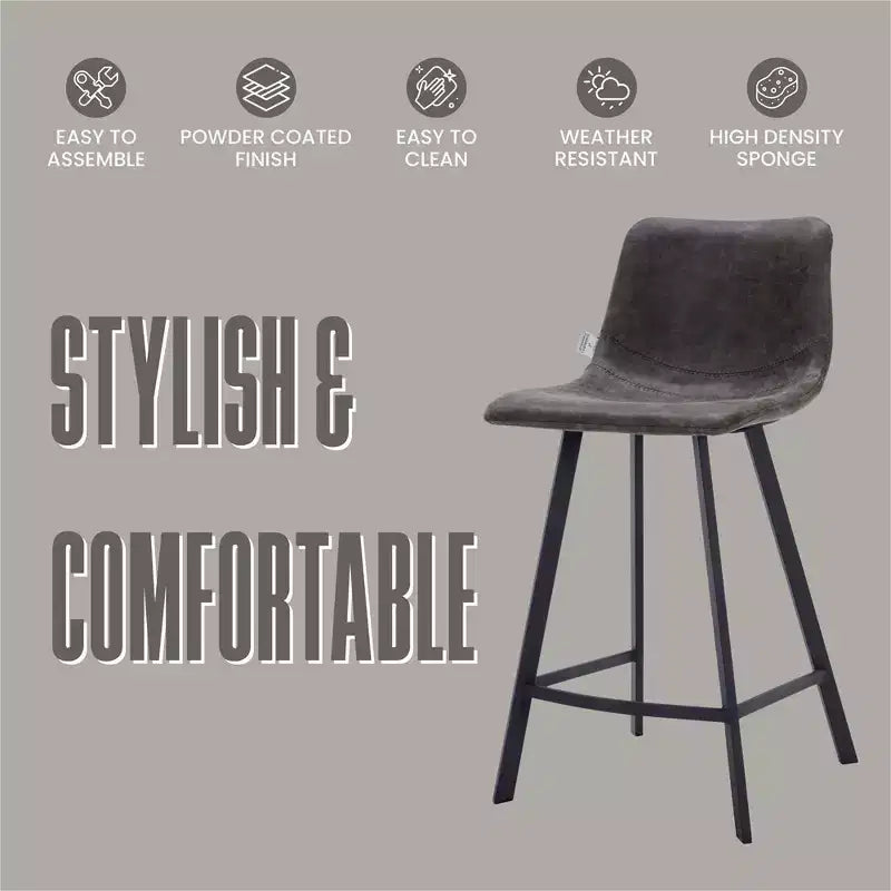 Sgabello da bancone – pelle PU, schienale basso, base in acciaio inossidabile, 1 posto
