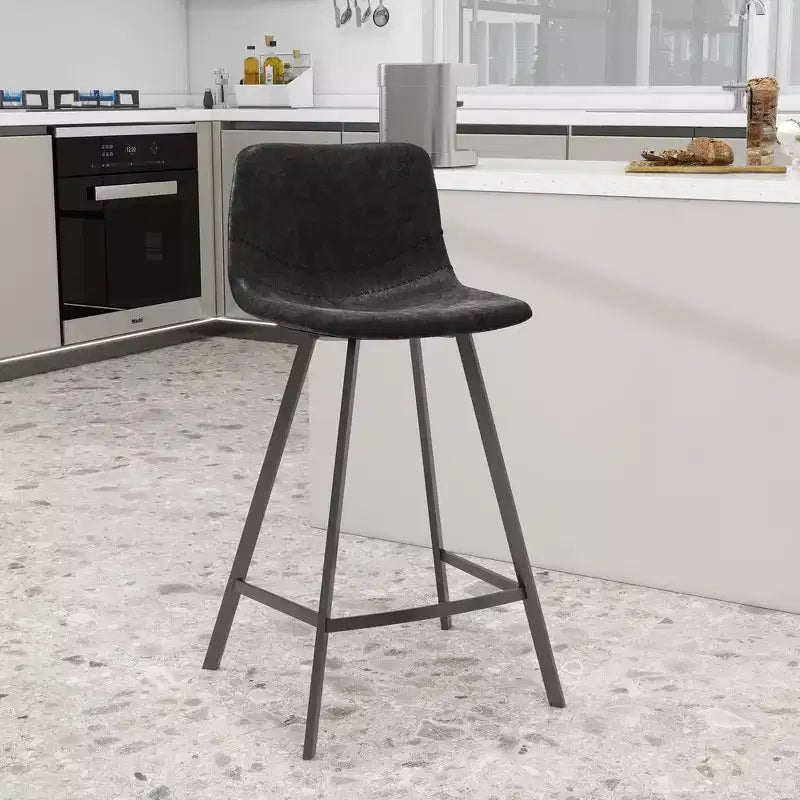 Sgabello da bancone – pelle PU, schienale basso, base in acciaio inossidabile, 1 posto