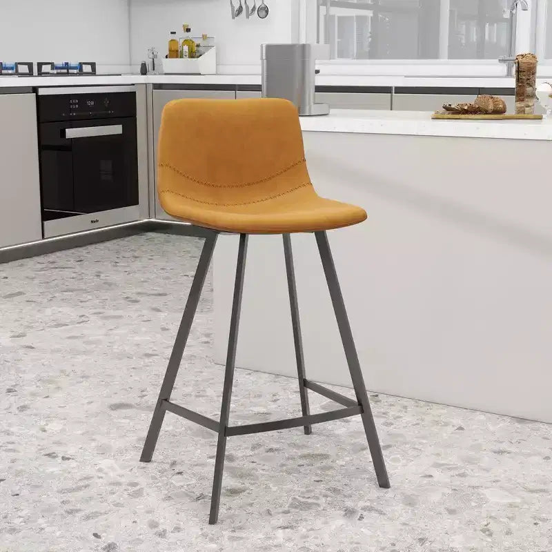 Sgabello da bancone – pelle PU, schienale basso, base in acciaio inossidabile, 1 posto