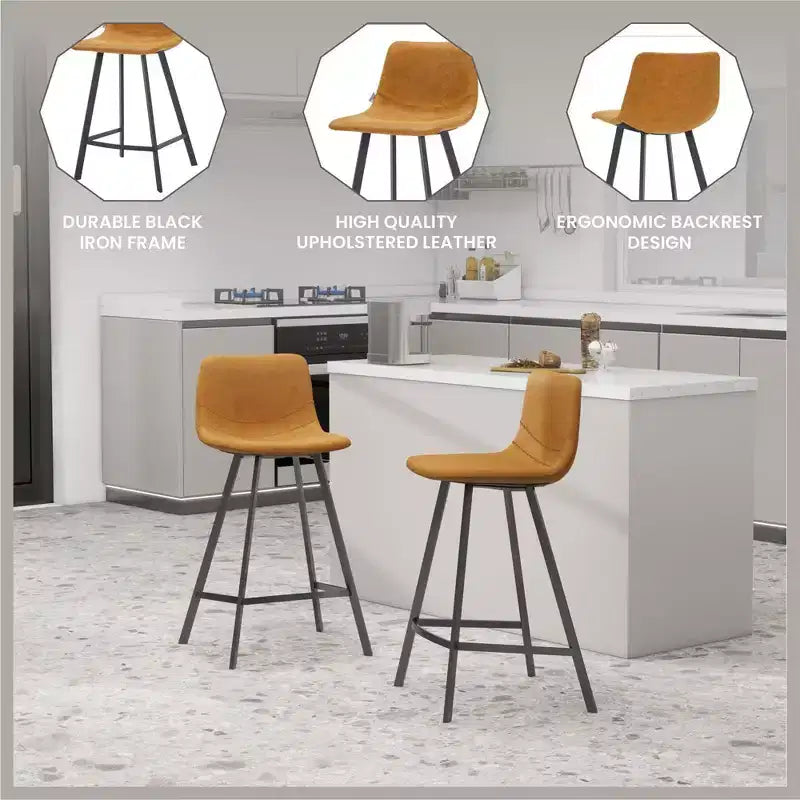 Sgabello da bancone – pelle PU, schienale basso, base in acciaio inossidabile, 1 posto