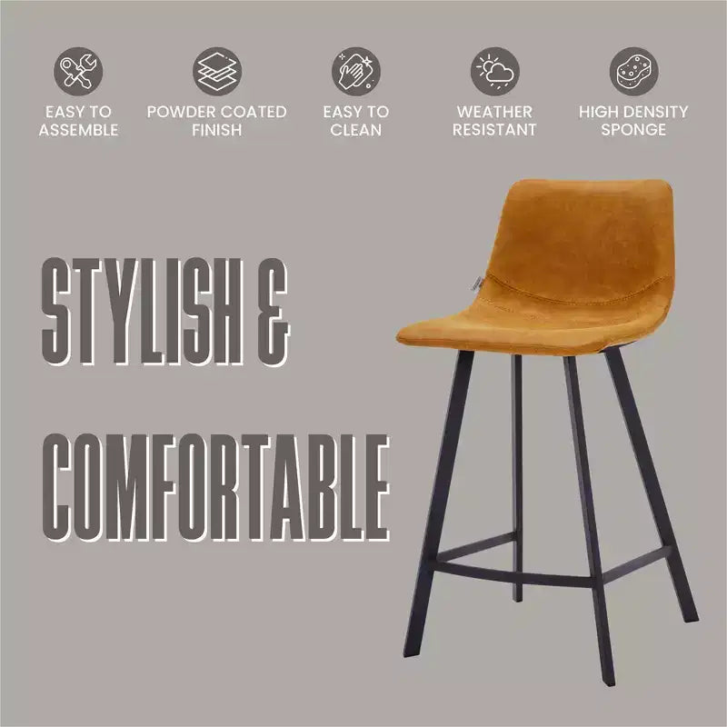 Sgabello da bancone – pelle PU, schienale basso, base in acciaio inossidabile, 1 posto