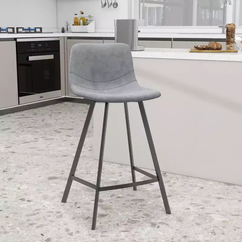 Sgabello da bancone – pelle PU, schienale basso, base in acciaio inossidabile, 1 posto