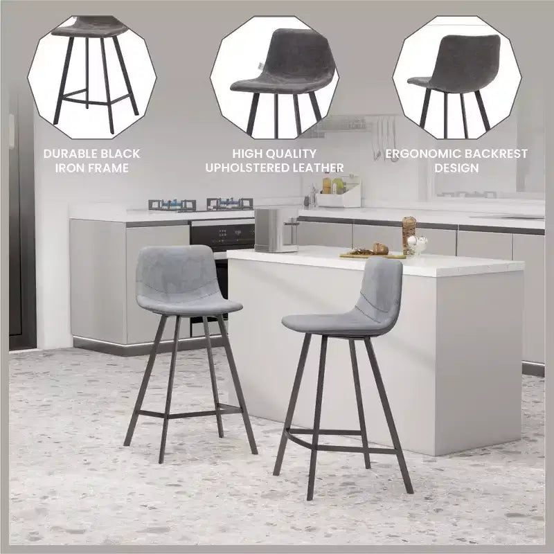 Sgabello da bancone – pelle PU, schienale basso, base in acciaio inossidabile, 1 posto