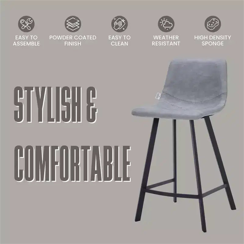 Sgabello da bancone – pelle PU, schienale basso, base in acciaio inossidabile, 1 posto