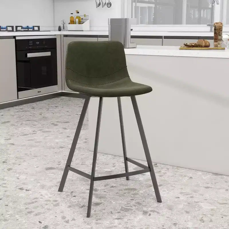 Sgabello da bancone – pelle PU, schienale basso, base in acciaio inossidabile, 1 posto