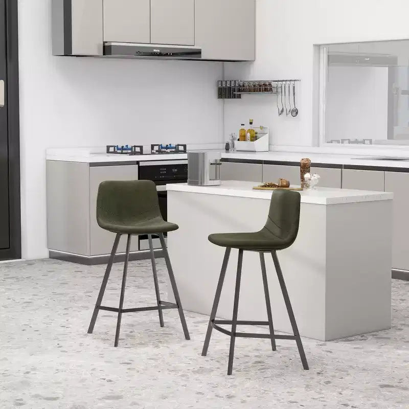 Sgabello da bancone – pelle PU, schienale basso, base in acciaio inossidabile, 1 posto